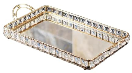 lopituwe Dekoratives Spiegeltablett, Schminktablett, Schmucktablett – luxuriös und Für funktional zugleich, Parfüm Dekor, Waschtisch, Badezimmer, 40 x 21 x 7 cm