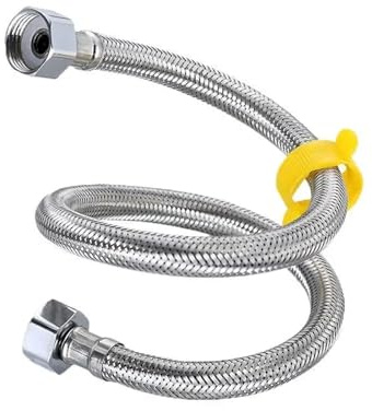 CYBSFKJ Geflochtenes Wasserrohr aus Edelstahl 304, 1/2 Zoll Warm- und Kaltwasser-Wasserhahn-Einlassschlauch, Heizung, flexibles Verbindungsrohr(80cm)