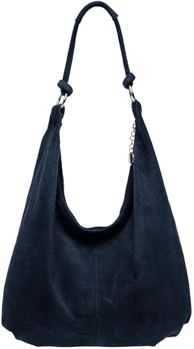 Caspar Große Damen Vintage Veloursleder Tasche Samtweiche Schultertasche aus Leder - CLASSIC LINE - Modell No.617 - Made in Italy