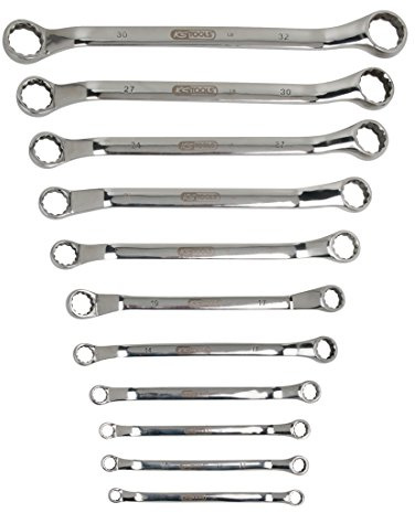 KS Tools 964.1145 Juego de llaves de estrella dobles STAINLESS STEEL, acodadas, 11 pzs