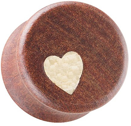Piercingfaktor Ohr Plug Flesh Tunnel Piercing Ohrpiercing Holz Organic mit Herz Weiß Braun