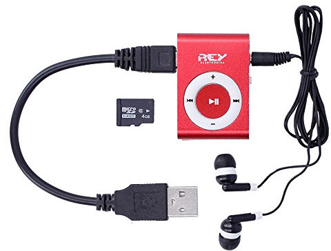Mini Reproductor MP3 Rosa con Enganche de Clip + Tarjeta de 4Gb + Cable de Carga + Auricular, Music Player