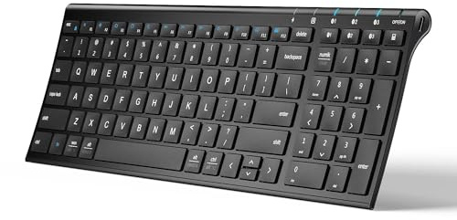 iClever BK10 Bluetooth Keyboard, Universal Bluetooth 5.1 Wireless Keyboard with Number Pad, Ergonomic Design, Multi-Device Compatibility, Stable Connection for Mac, iPad, iPhone, Android, Windows