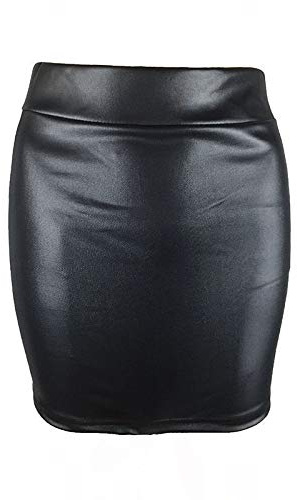 BODYWEAR LTD Womens Sexy PU Mini Skirt Faux Leather - Office Wear, Party/Club Wear (Black, UK Size 14 - X/L)