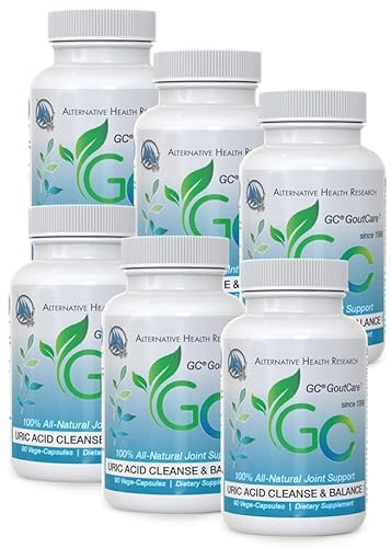 GC GoutCare 6 Bottle Pack- Uric Acid Management and Joint Support Featuring Turmeric, Garlic, Milk Thistle and More - (90 Capsules in Each Bottle x 6)