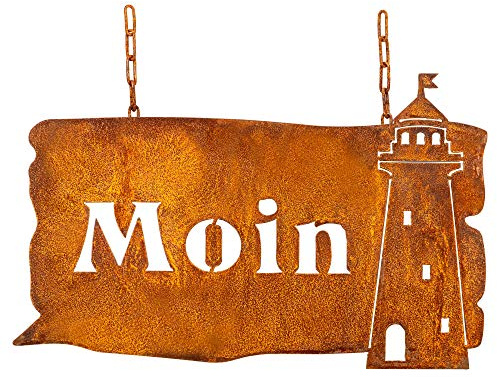 Manufaktur Lichtbogen Rost Gartenschild Moin - Edelrost Hängeschild