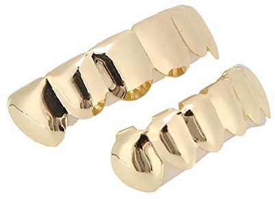 Griglie Dentali, Griglie Dentali, Sorriso Bling Decorazione Denti Per Halloween Kit Denti Hip Hop Placcati Oro Per Gioielli For Denti Lucidi [Oro]