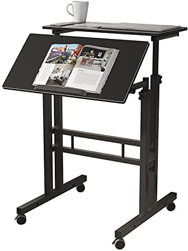 SogesHome Verstellbarer Laptop-Schreibtisch, 59,9 x 70,1 cm, schwarz, modern, tragbar, Computertisch, Stehpult, Arbeitsplatz