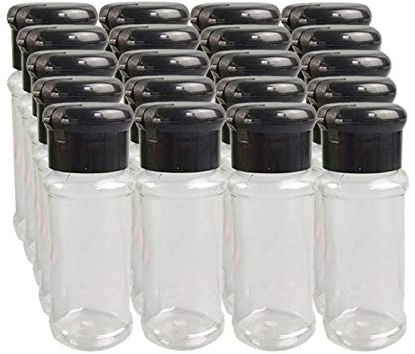 Cuasting Lot de 20 salières et poivrières pour épices 100 ml Noir Pot à poivre Bouteille Barbecue Condiment Cuisine Gadget Outil