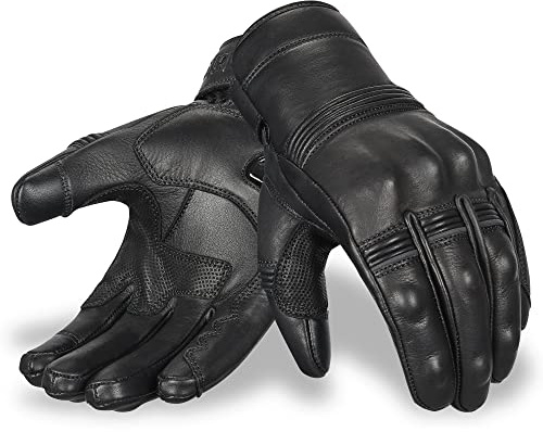 Oro Biker Premium Leather Motorbike Gloves, Knuckle Protective Touchscreen Motorcycle Gloves Full Finger Racing Riding Gloves