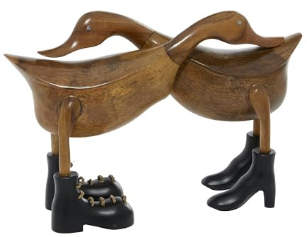 Deco 79 Bamboo Wood Duck Handmade Decorative Sculpture Home Decor Statue, Accent Figurine 16 x 6 x 11, Brown