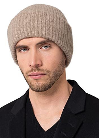 Style & Republic Herren Kaschmir Chunky Beanie – 100% Cashmere, Premium Strick Mütze mit 54 cm Bundumfang, 2-Fach umklappbar, ideal für kalte Tage, One-Size/Einheitsgröße