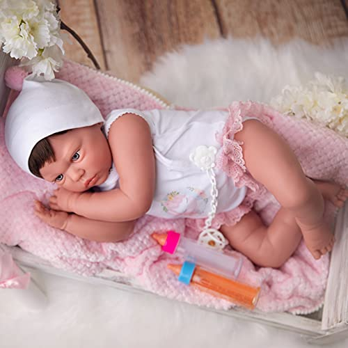 MARÍA JESÚS Reborn Baby Silikon Vinyl Reborn Puppe 2,3 kg und Head Drop Effekt Reborn Baby mädchen dekoriert mit Rötungen Falten und Blaue Augen Lebensechte babypuppen Reborn Babys Reborn Babypuppen