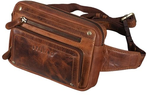STILORD Lou Gürteltasche Hüfttasche Leder Vintage Bauchtasche für Herren Damen Kinder Cross Body Belt Bag für Jogging Festival Urlaub Handy Echt Leder Farbe:schwarz