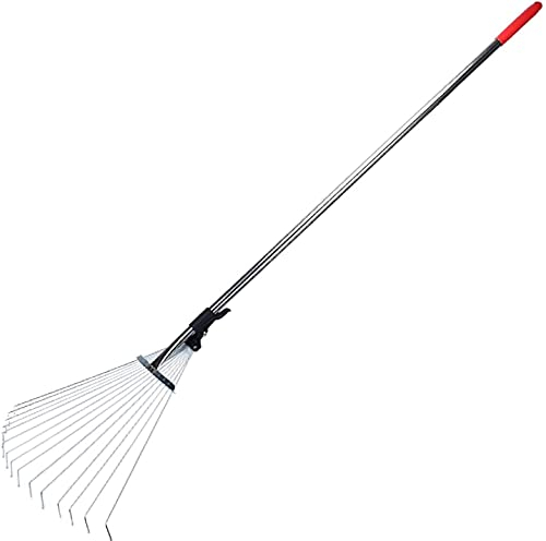 QIANMEI Harke Laubbesen Kleinrechen Rasenblatt Rake | 15 Zähnegarren Metall Rakes | Courtyard Breom Gardening Tool für Garten Yard Rasen, einfach zu tragen