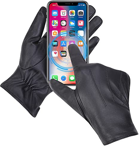 MGGMOKAY Herren Lederhandschuhe Kaschmir gefüttert