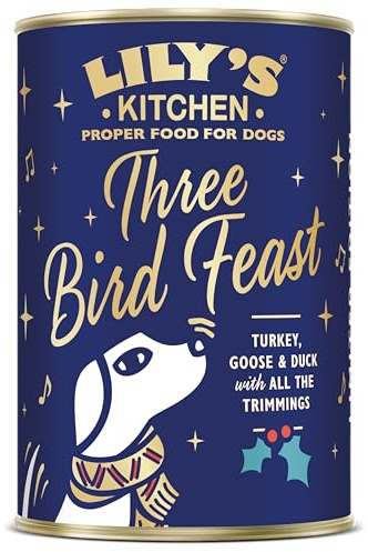Lily’s Kitchen with Natural Ingredients Adult Wet Dog Food Tin Three Bird Feast Grain-free Recipe 6x400g
