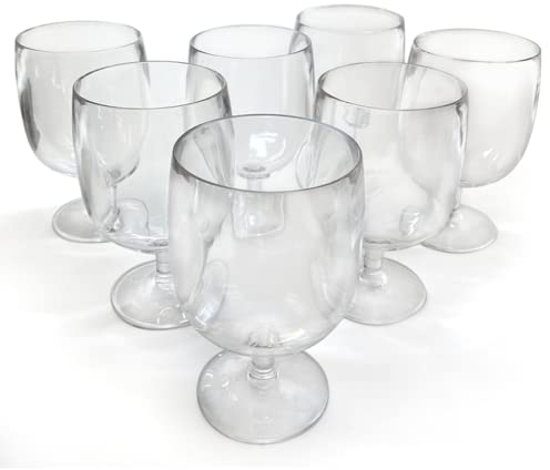 Lily's Home Unbreakable Plastic Wine Glasses Set of 8, 12 oz Shatterproof Stackable Tumblers, Reusable BPA Free Goblets for Indoor and Outdoor Use. Made in Taiwan (Clear)