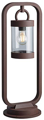 Außenstehleuchte Sockelleuchte Wegeleuchte rost Retro Gartenleuchte Stehlampe mit Dämmerungssensor, Aluminiumdruckguss, 1x E27, BxH 23x60 cm