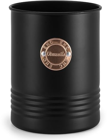 EHC Large Utensil Holder for Kitchen,Utensil Organiser, Cutlery Holder Stand, Utensil Rack Kitchen Utensil Holder, Organiser, 15 x 12.5 cm, 1L - Black