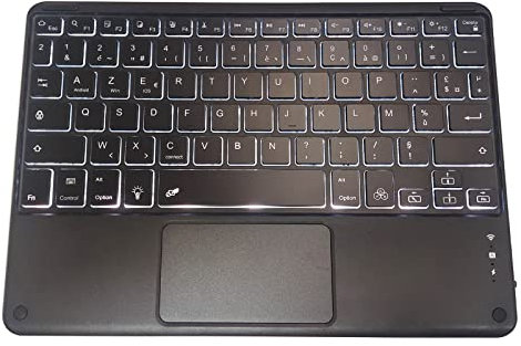 Bueuwe Clavier Bluetooth AZERTY avec Pavé Tactile,7 Couleurs Rétro-éclairé Clavier de Tablette avec Touchpad, Clavier sans Fil pour iPad, iPad Pro, iPad Air, Mac, Samsung, iOS Android Windows,Noir