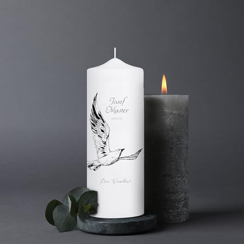 Wandtattoo Loft Trauerkerze personalisiert mit Namen und Datum, Motiv mit Möwe, 18cm x 7cm, personalisierte Trauerkerze, Kondolenzkerze, Beileidskerze, Trauerlicht, Grabkerze
