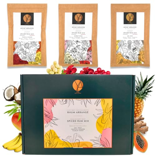 OYA - Coffret Rhum Arrangé de Dégustation de 3 préparations TROPICAL WONDER, SCARLET MOON, SAIL AWAY (pour 3 x 70cl de rhum) Kit Idée Cadeau Anniversaire Fête des Pères