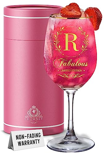 CROWNLY CRYSTAL® Regalo Personalizado Para Mujer - Copas De Vino Blanco y Tinto - Regalo Original De Cumpleaños y Navidad (R)