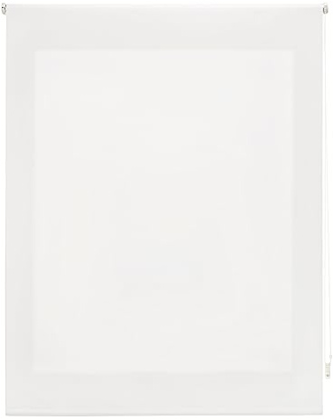 DECORBLIND Rollo, lichtdurchlässig, einfarbig, Maße: 140 x 250 cm, glatter Stoff: 137 x 245 cm, Weiß, einfache Installation an Wand oder Decke