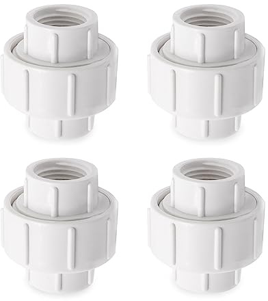 BENLIUDH 1/2 inch PVC Pipe Union Fittings, PVC Connectors Female Thread Coupling (1/2, 4pcs)