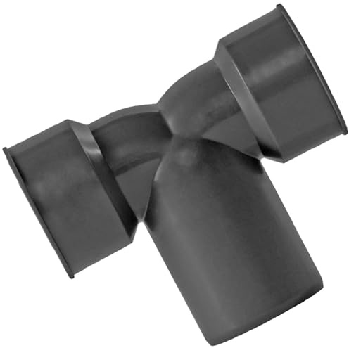 MegaHaustechnik HT Siphon Doppelanschlußwinkel 2x 50mm x DN50, mit 2x Aufnahme für Gummimanschette mit Außendurchmesser 50mm, Steck-Ende für Rohr Muffe DN50, Abwasser Kunststoff grau Sifon