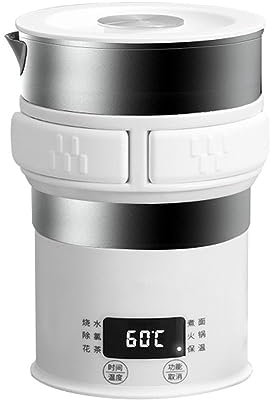 PAHION Bollitore Elettrico Pieghevole da Viaggio Silicone Alimentare Bollitore d'Acqua Portatile Pieghevole con Il Controllo Preciso della Temperatura Dell'esposizione di LED Doppia Tensione 500 Ml