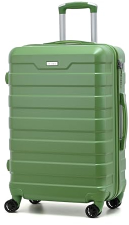 CMY Hard Shell PC Carry on Cabin Approved 20'' Lightweight Suitcase Luggage Trolley with 4 Spinner Wheels TSA Combination Lock Suitcase Approved by Over 100+ Airlines (Green)
