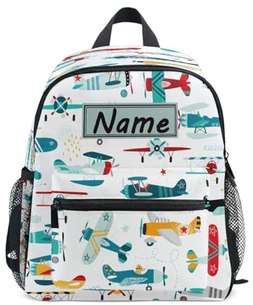HMZXZ Custom Kids Toddler Mini Backpack for Girls Boys Car Cartoons Personalised Children's Backpacks Blue School Bag with Kid's Name/Text