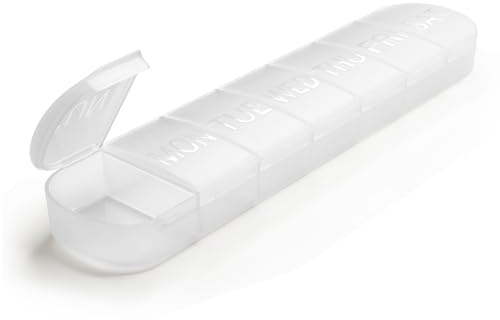FHORAIN Organizador de píldoras grande para 7 días, pastillero semanal 1 vez al día, recipientes diarios de vitaminas para contener suplementos grandes de aceite de pescado (blanco)