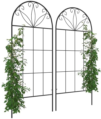Outsunny Treillis de Jardin Lot de 2 Support pour Plantes grimpantes en métal - 51 x 120 cm Noir
