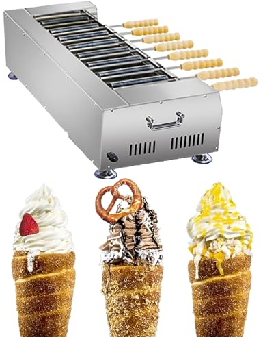 ERICAT Machine À Cornets De Crème Glacée, Machine À Cornets De Crème Glacée Électrique 6 KW avec Moules en Acier Inoxydable, Plage De Température Réglable Et Revêtement Antiadhésif, pour Restaurant