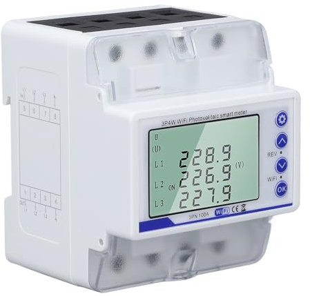WIFI SMART Energy Meter Protector, Überspannungsschutz und Überstromschutz für 3-Phasen-Stromversorgung, Flammhemmendes PC-Material, Fernbedienung über SMART LIFE,