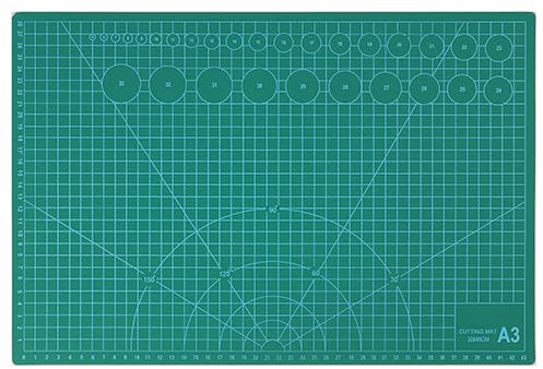 A3 Schneidematte, 45x30 cm Doppelseite Bastelunterlage Tischunterlage Selbstheilend Cutting Mat, Schneideunterlage zum Basteln Quilten Nähen Stoff, Grün