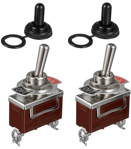 GVSS 2 Pièces Interrupteur à Bascule 220V Bipolaire 2 Positions 15A, Interrupteur 2 Positions 220V,Interrupteur Bipolaire en Métal,avec Capuchon Résistant aux Intempéries,12mm,Brun