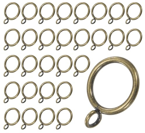 M METERXITY 30-Pack Anillos de Cortina Verde Bronce con Ojales, Anillos de Metal a Prueba de Óxido para Barras de Cortina, Diámetro Interior de 1 Pulgada Anillos de Cortina