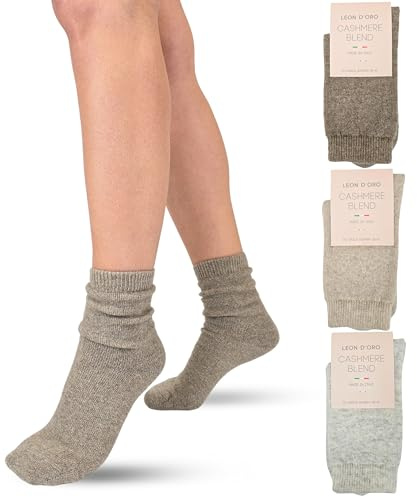 Chaussettes en cachemire pour femme en laine et cachemire thermiques d'hiver, fabriquées en Italie, idée cadeau de Noël (FR/ES, Numérique, 35, 41, Taille normale, Taille normale, Lisse ASS2)