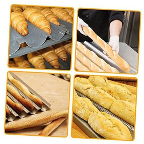 OKUMEYR 2stücke Backform Aus Edelstahl Für Brotbacken Antihaftbeschichtetes Backblech Mit Schlitzen Küchenbackwerkzeug Geeignet Für Zuhause Küche Und Restaurant Farbe Silber