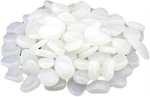 Leuchtende Steine, leuchtende Kieselsteine, Gartenkiesel, Gartenfelsen, Kieselsteine, 100 Stück, leuchtende Pflastersteine, Kieselsteine, Kies for Aquarien, Fischtanks, Garten, Hofdekoration (weiß), d