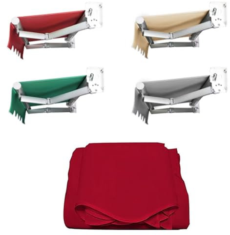 Ausziehbares Gartenmarkise, Sonnenschutz, für den Außenbereich, Terrasse, Markise, Stoff, Ersatz, grau, manuelle Markise, 2,5 x 2 m, Markisen für Garten, Rot, 4 x 2,5 m