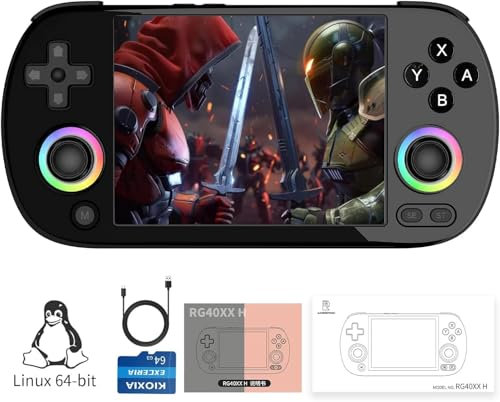 Anbernic - RG40XX H Consola portátil retro Consola de juegos retro con tarjeta de 64 TF Consola de juegos portátil Sistema Linux Pantalla IPS de 4 pulgadas con WiFi Bluetooth - SVP Game (Gris)