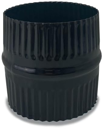 CAEXVEN Manguito Unión Tubo Chimenea 110mm Macho-Macho - Acero Negro Vitrificado para Estufas - Empalme Doble Macho - CAEXVEN