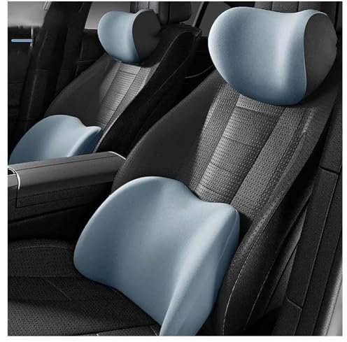 LPOJUHBSWAR Auto Lendenkissen Nackenkissen Kit für Hyundai Santa Fe 2006-2009, Autositze Kopfstütze Lendenwirbelstütz Rückenstütze Kissen Zubehör,E/Blue