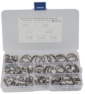 BELLIFFY 80 pièces De 7 tailles De Colliers De Serrage Simples En Acier Inoxydable Adaptés À De Multiples Applications