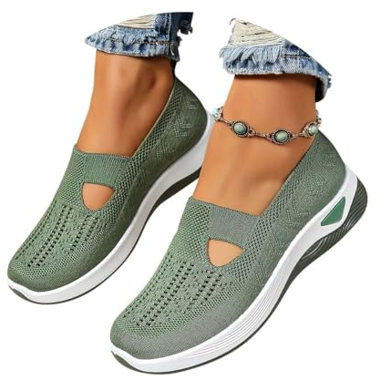 ticticlily Scarpe Ortopediche Donna Sneakers Respirabile Senza Lacci Scarpe Camminare Running Ginnastica Colore Solido Traspiranti Estive A Verde 35 EU